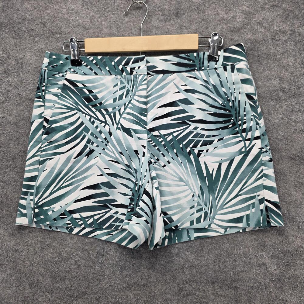 White House Black Market Shorts Womens 6 Green Twill Floral Stretch 3.5 Inseam